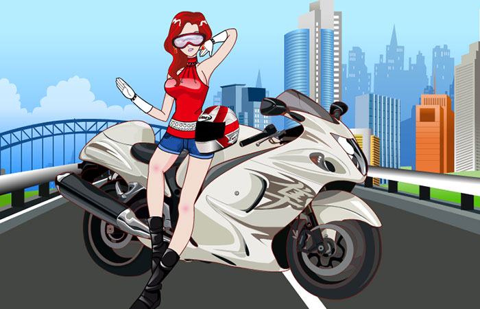 Cool Girl On Motorcycle