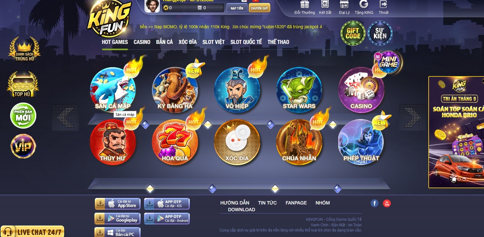 Đủ loại trò chơi online rút thưởng ở game bài Kingbit