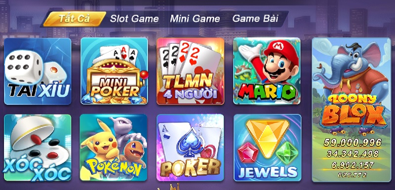 Giao diện của cổng game